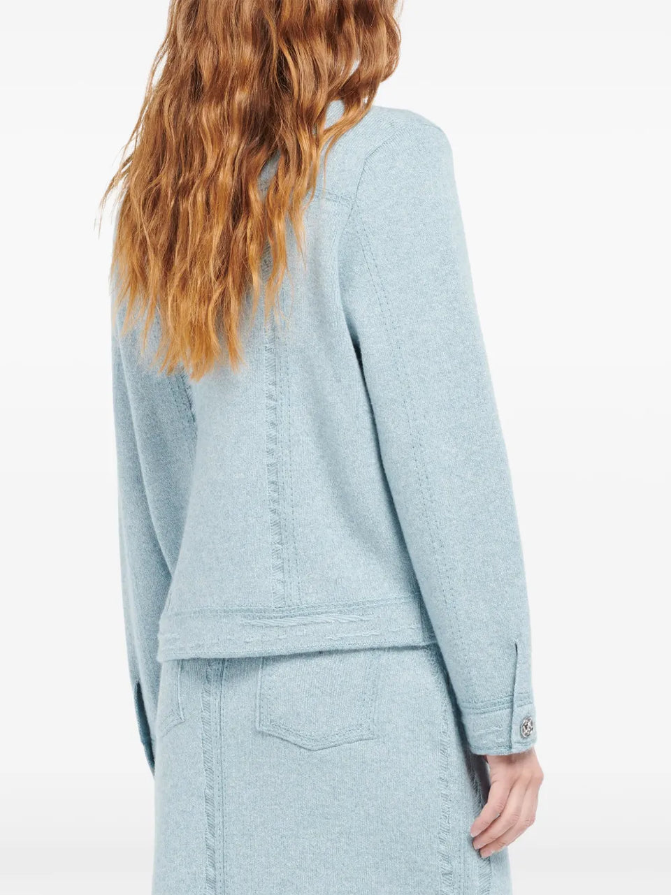 contrast-stitching denim-effect jacket