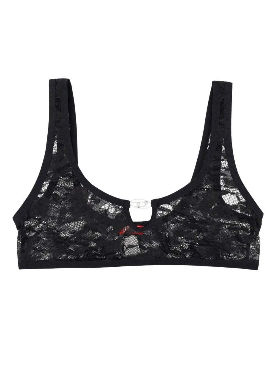 logo-plaque lace bralette