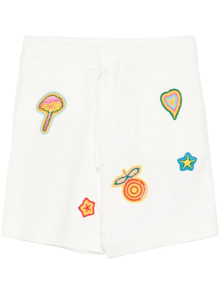 patch-detailing crochet shorts