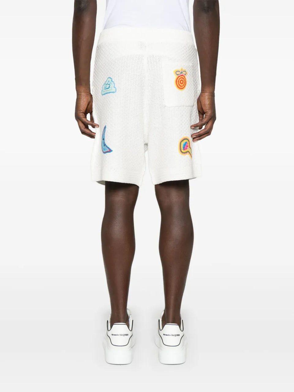 patch-detailing crochet shorts