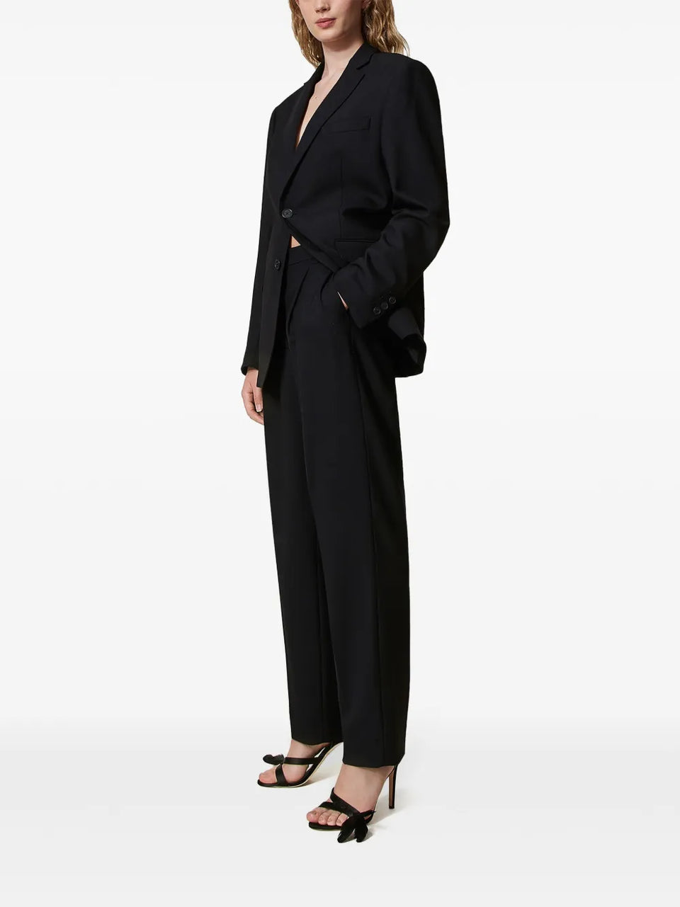 pleat-detail straight-leg trousers