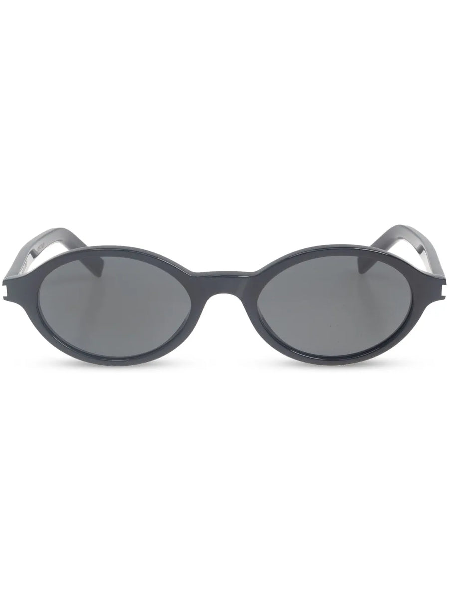 tinted oval-framed sunglasses