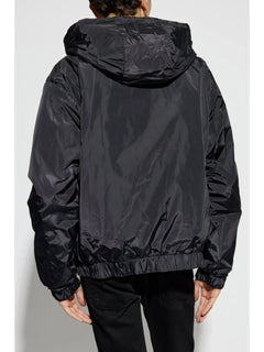 reversible chain-print hooded jacket