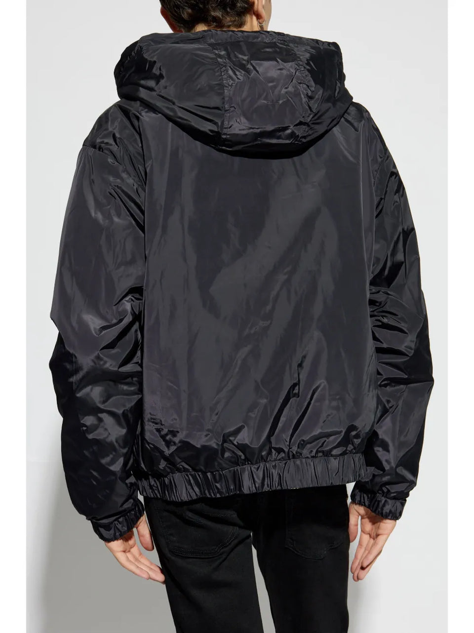 reversible chain-print hooded jacket