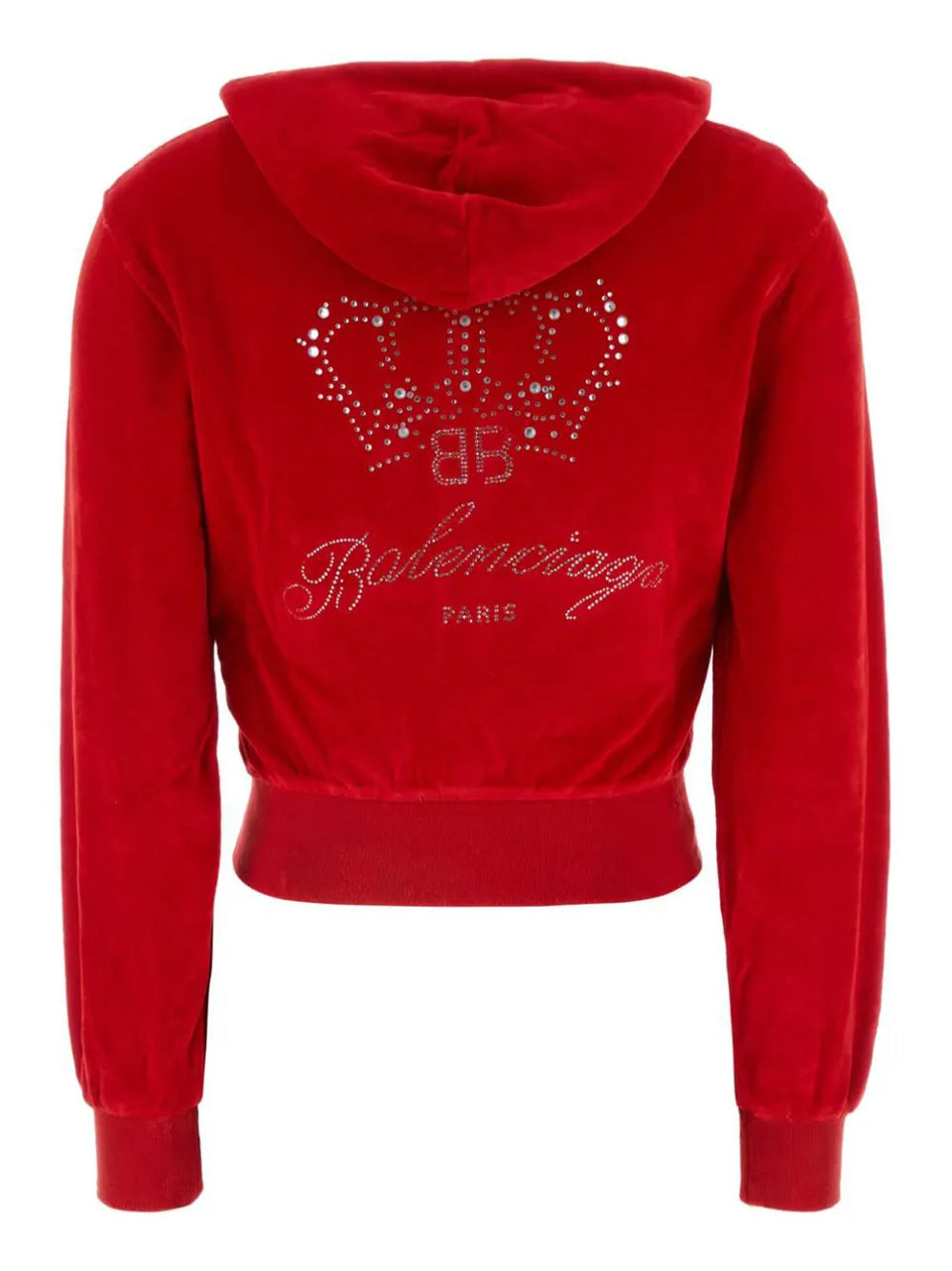 rhinestone-logo zipped Hoodie