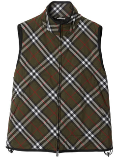 checked padded gilet