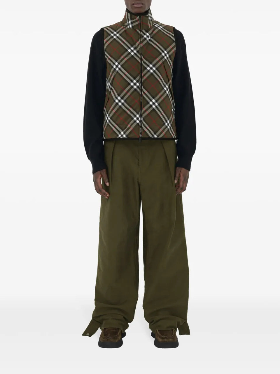 checked padded gilet