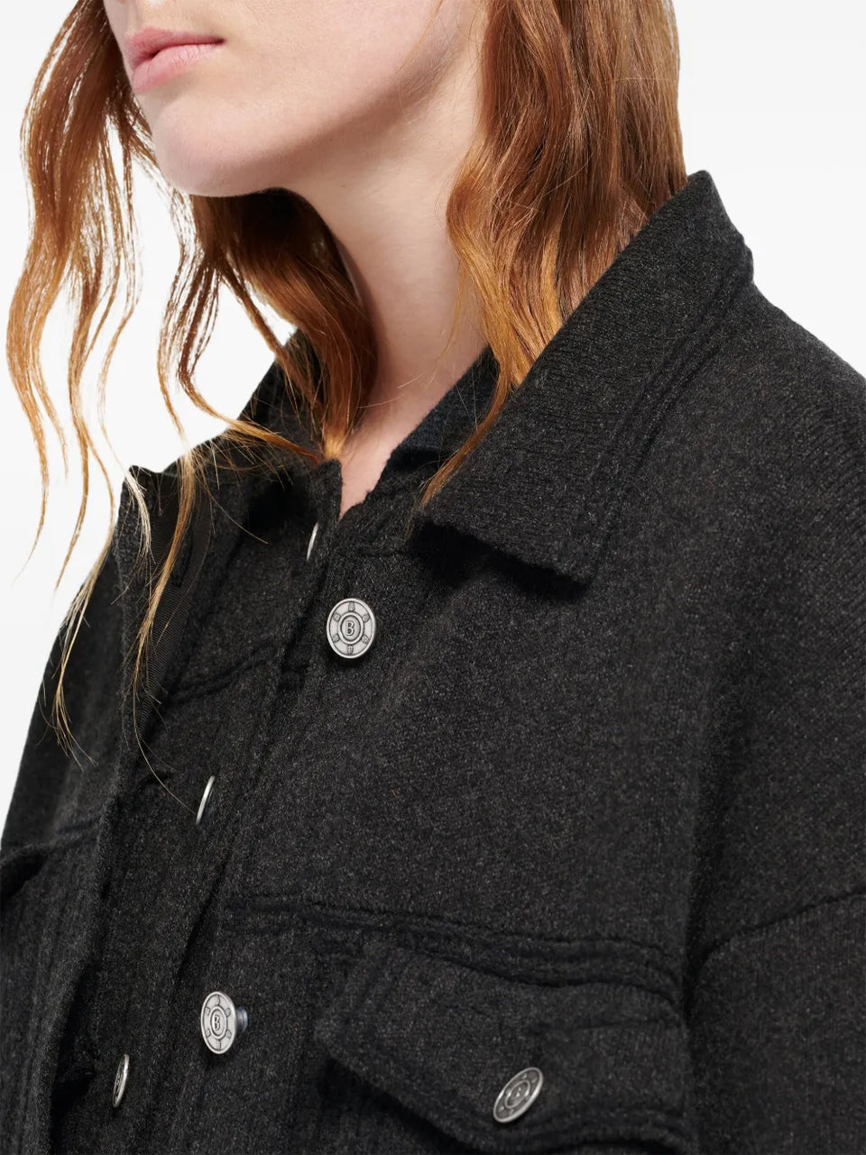 contrast-stitching denim-effect jacket