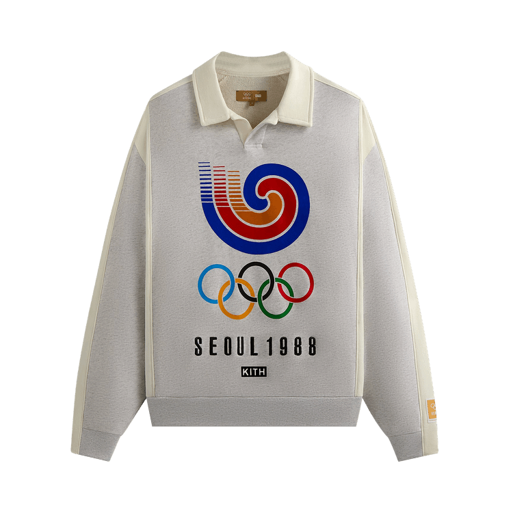 Kith For Olympics Heritage Nelson Collared Pullover Light Heather Grey
