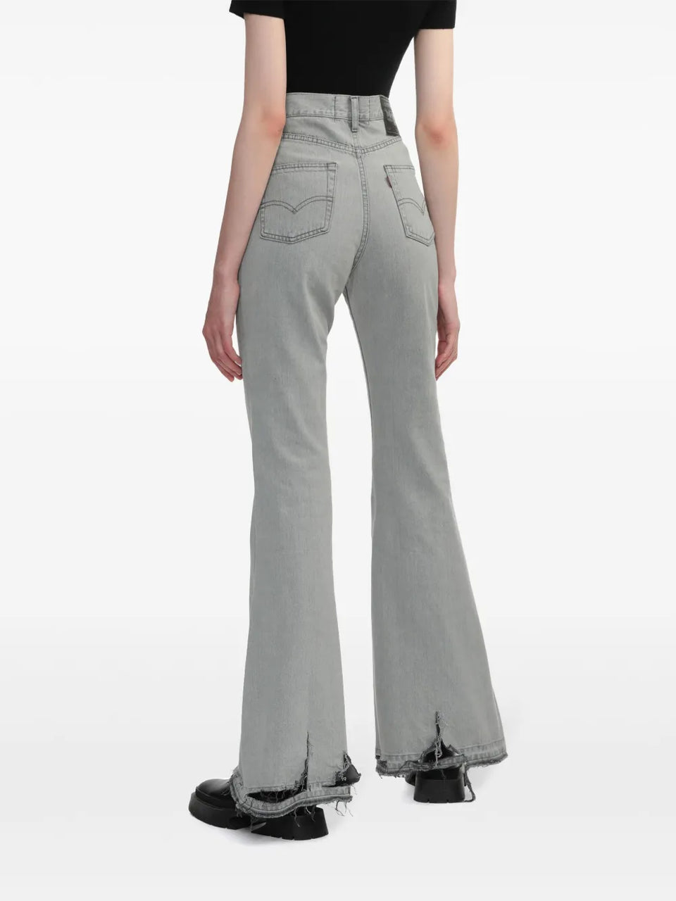 distressed flared jeans