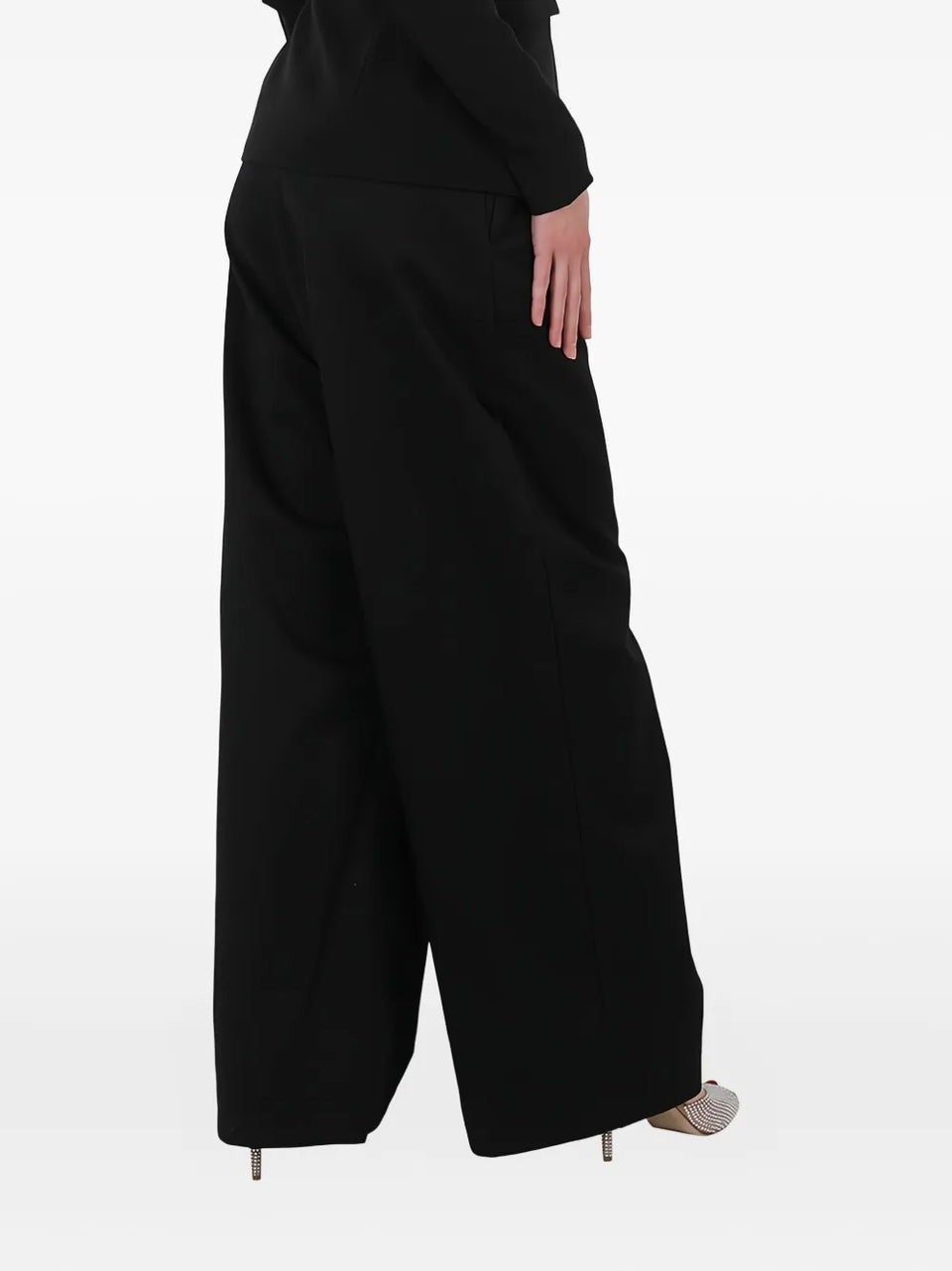 low-crotch wide-leg trousers