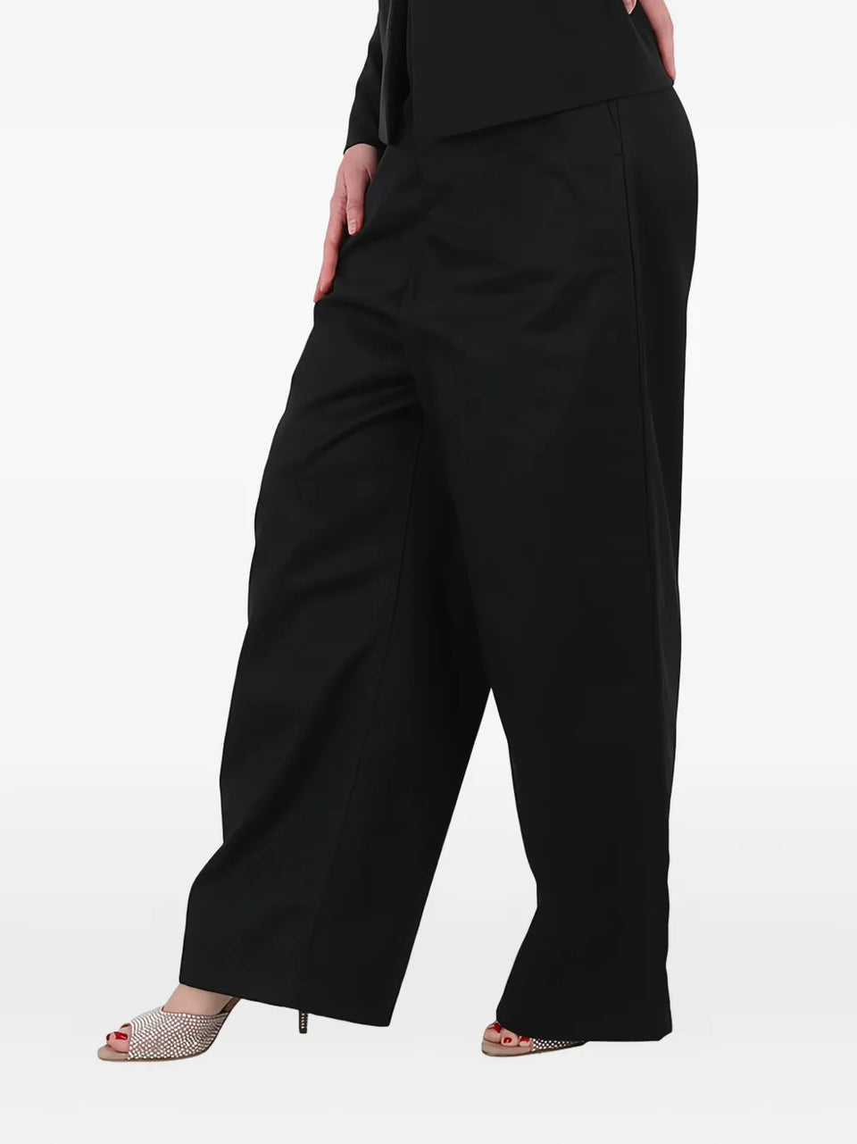 low-crotch wide-leg trousers