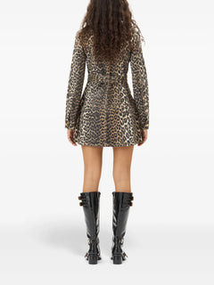 leopard-print denim dress