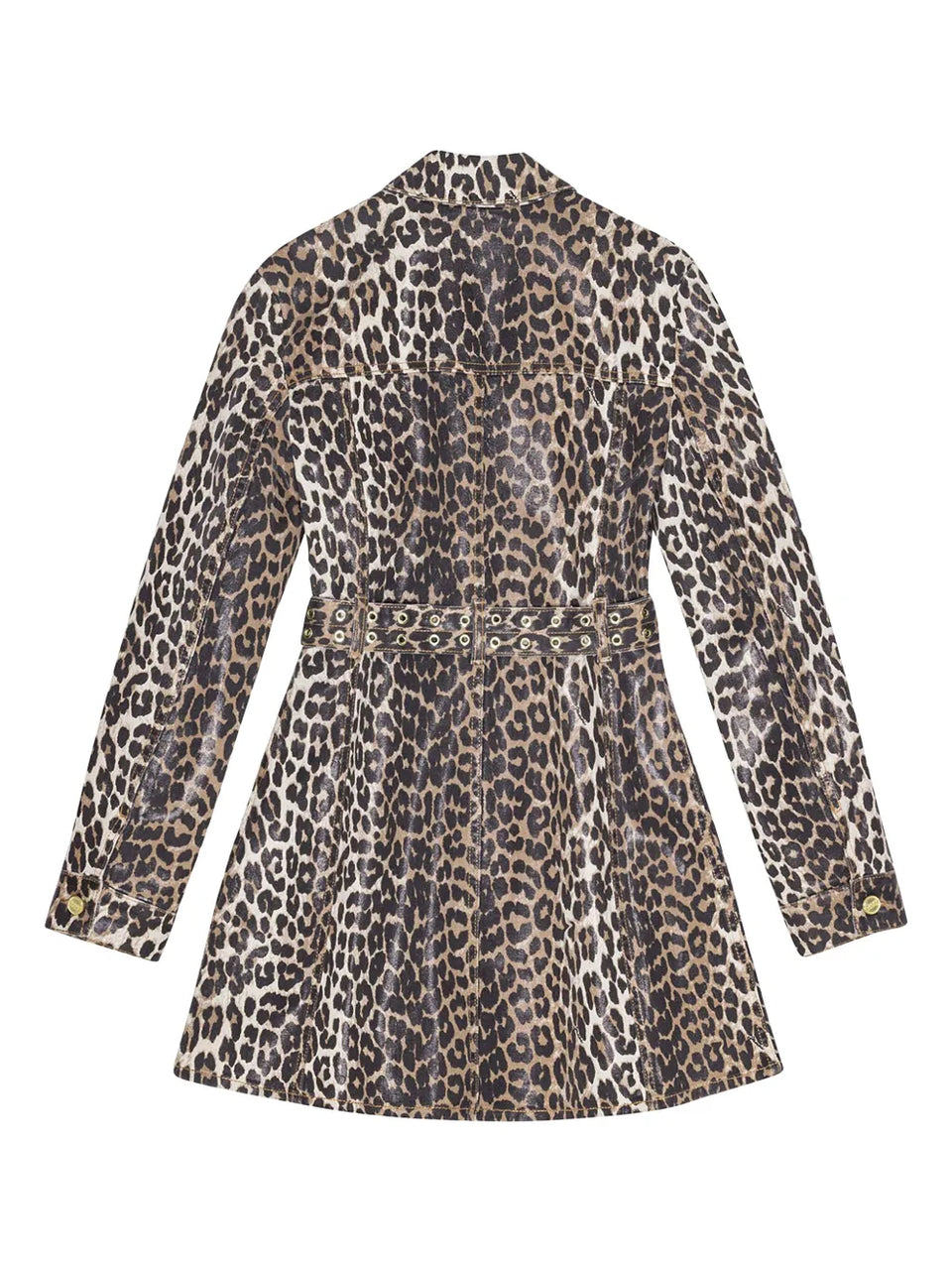 leopard-print denim dress