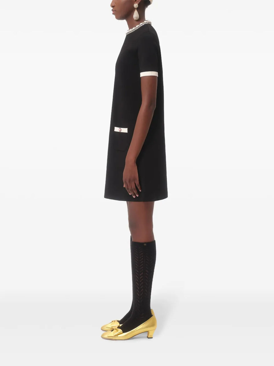 embroidered mini dress