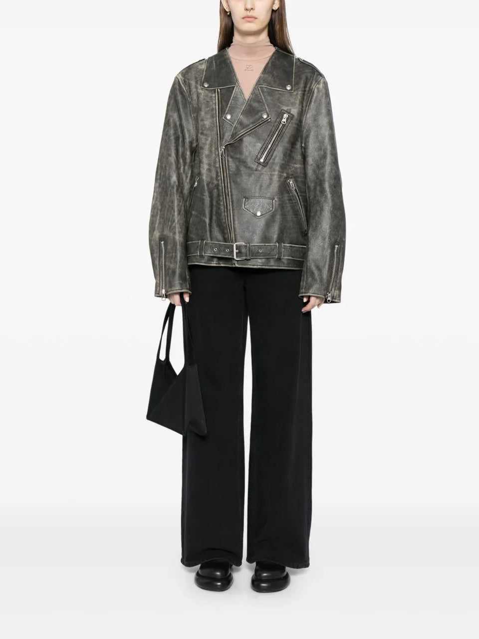 leather Brown biker jacket