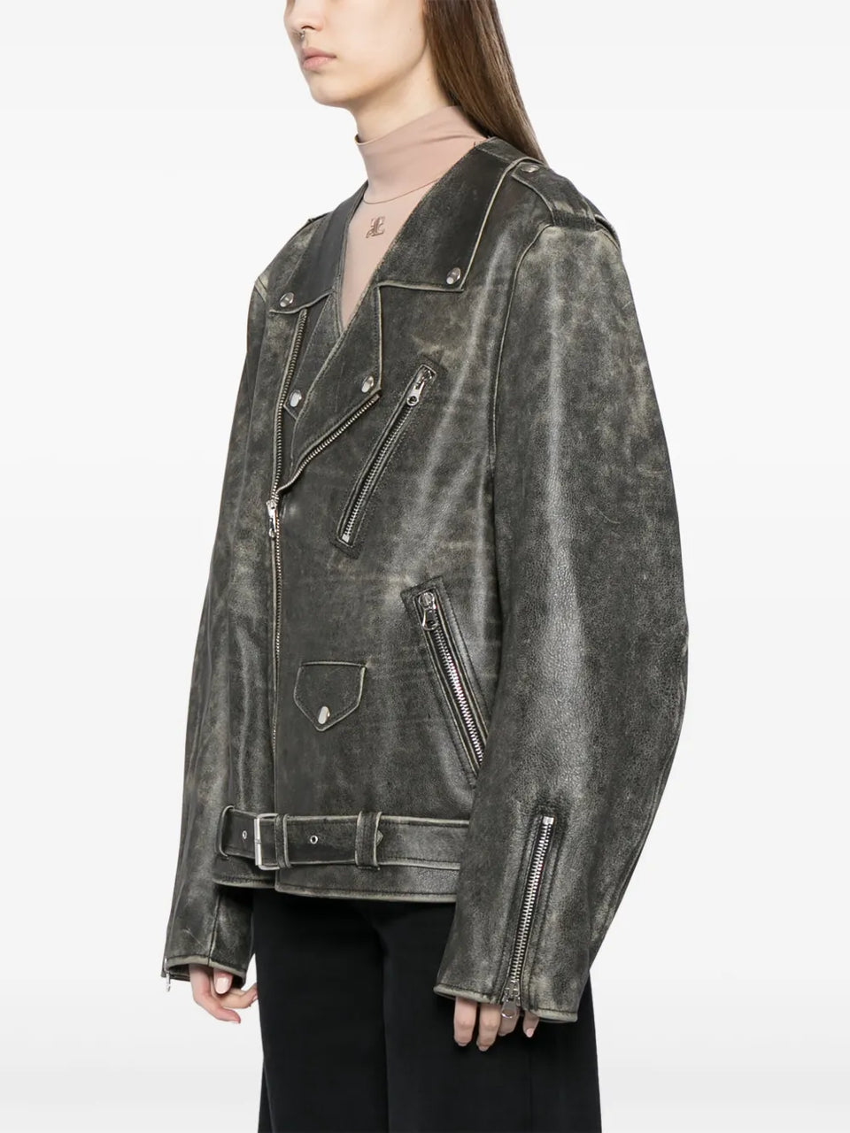 leather Brown biker jacket