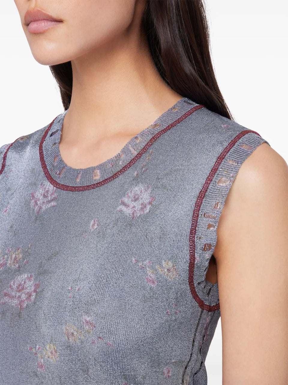 floral-print tank top