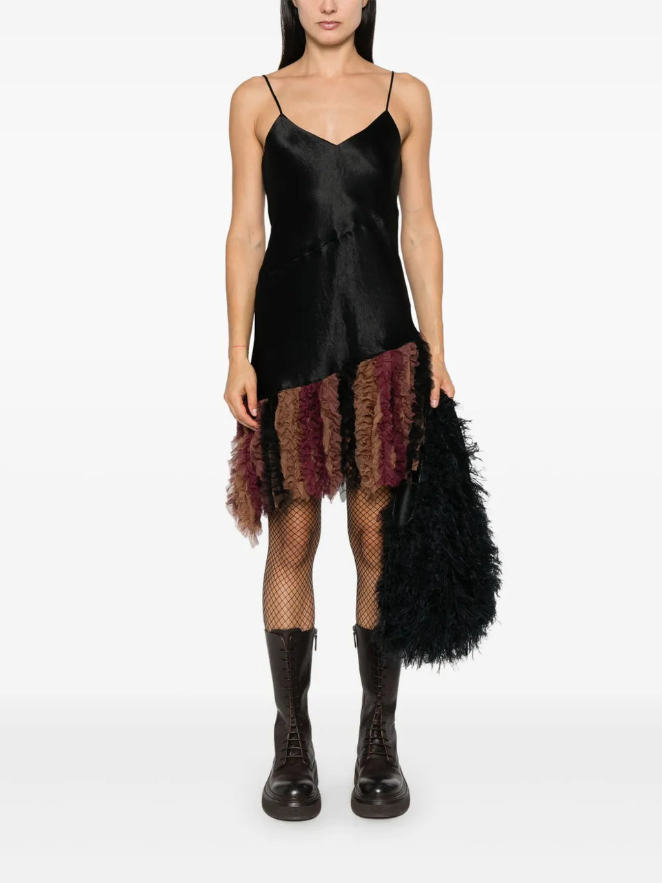 chiffon-detail slip dress