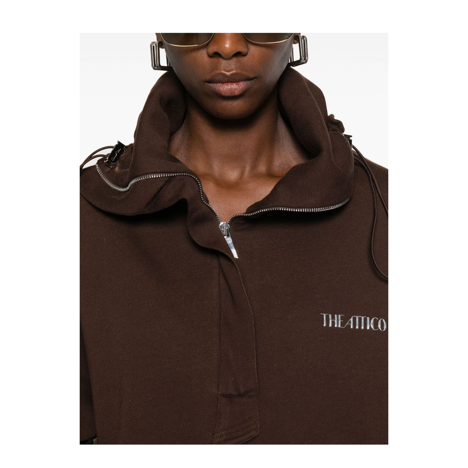 Brown Cotton Anorak Sweatshirt