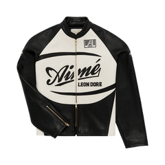 Aimé Leon Dore Leather Café Racer Jacket Jet Black