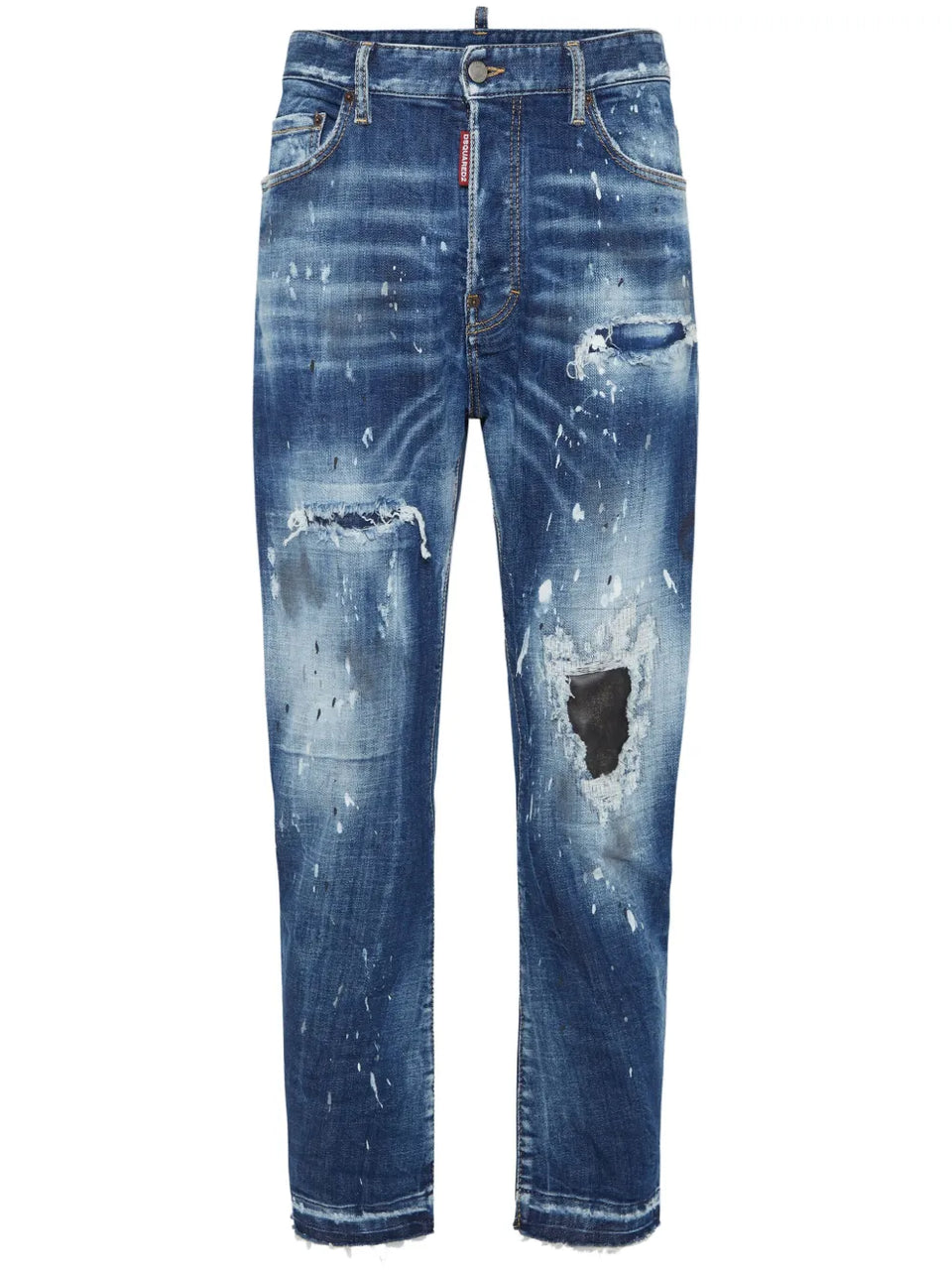 distressed stretch-cotton jeans