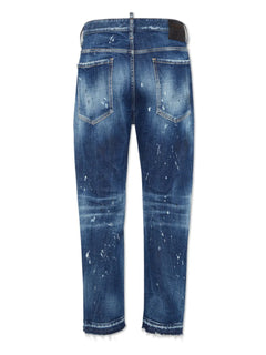 distressed stretch-cotton jeans