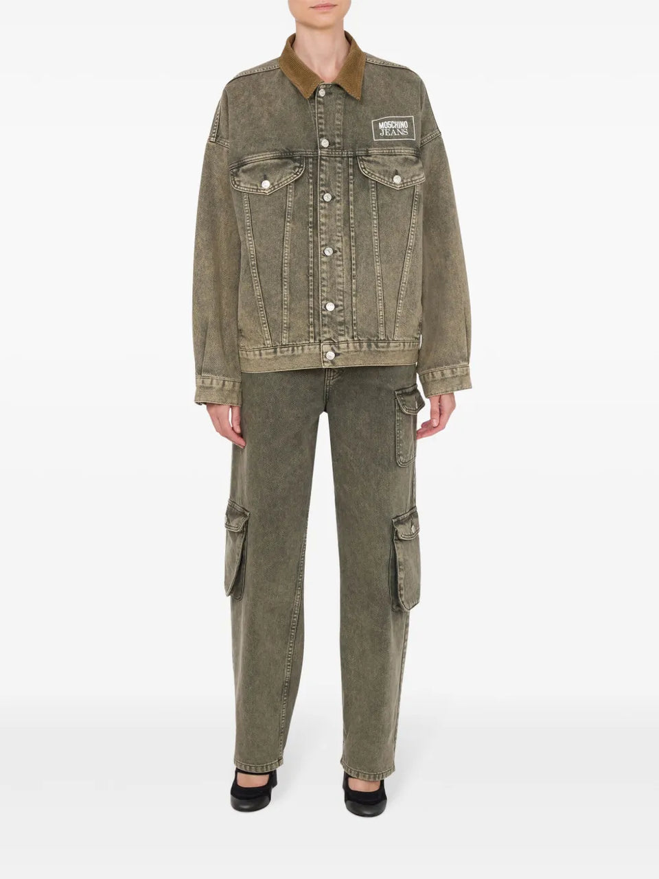 logo-print denim jacket