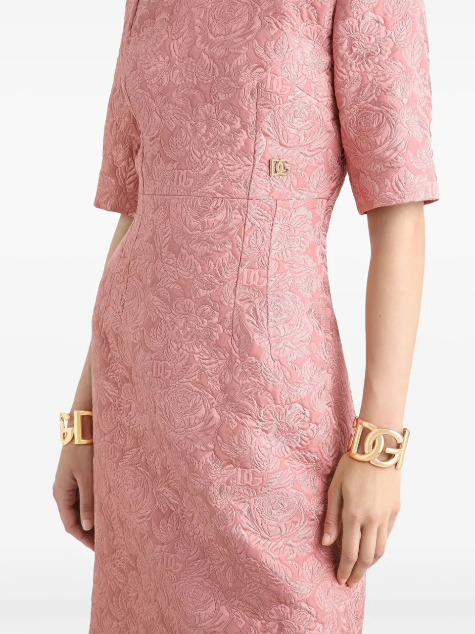 DNA floral-jacquard midi dress