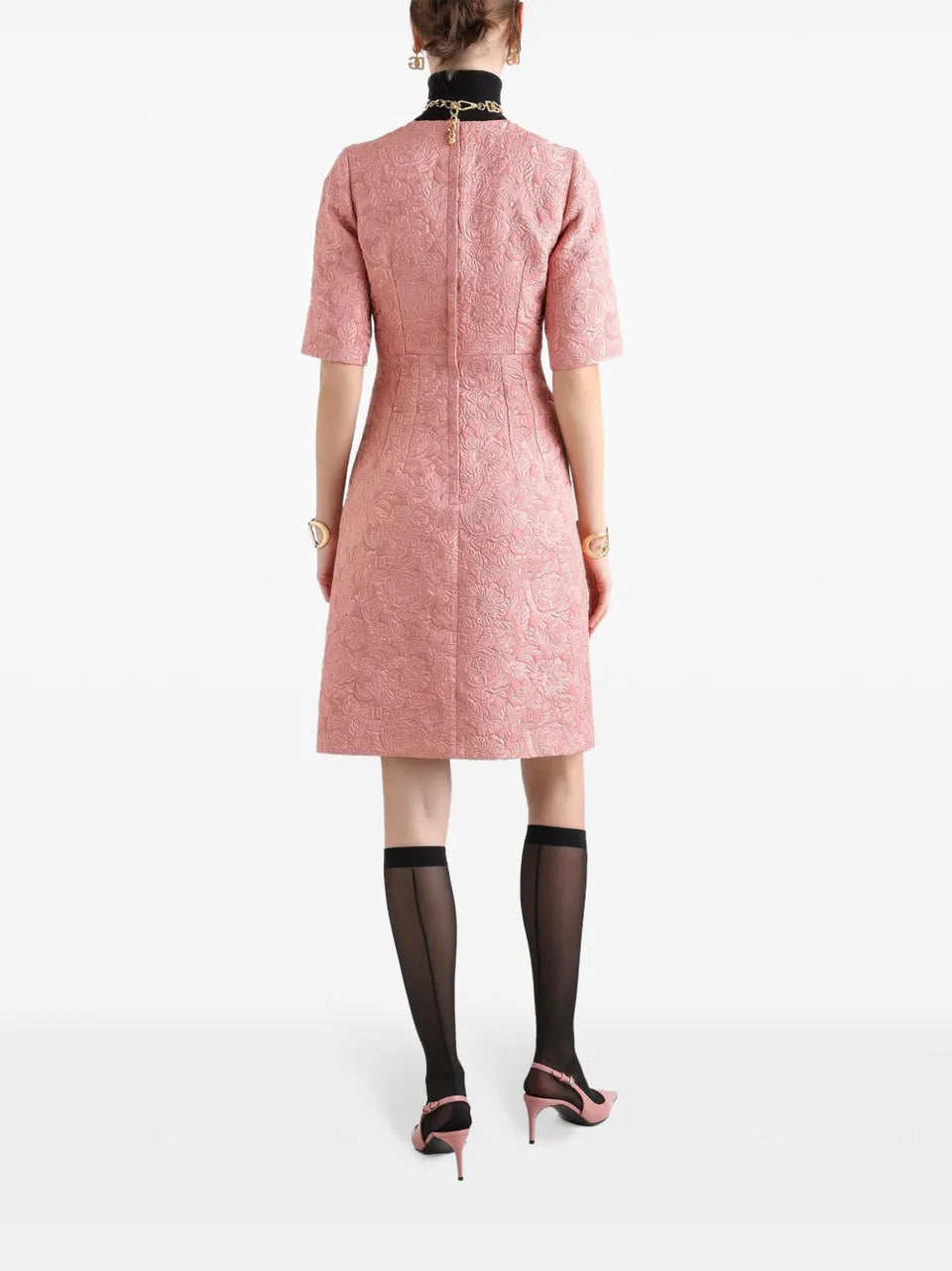DNA floral-jacquard midi dress