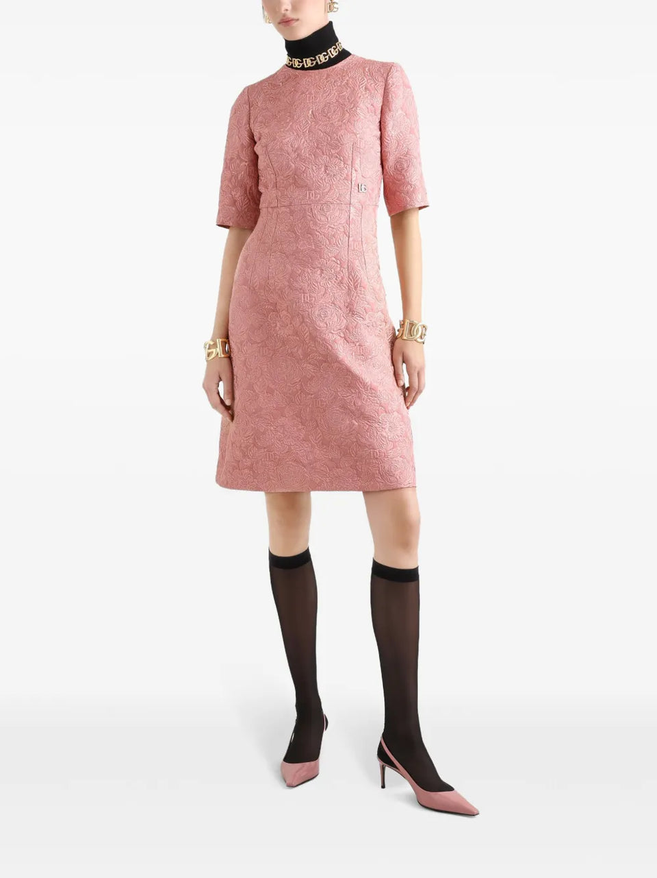 DNA floral-jacquard midi dress
