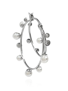 pearl-embellished hoop earrings