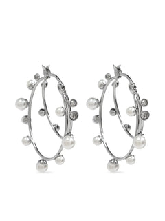 pearl-embellished hoop earrings