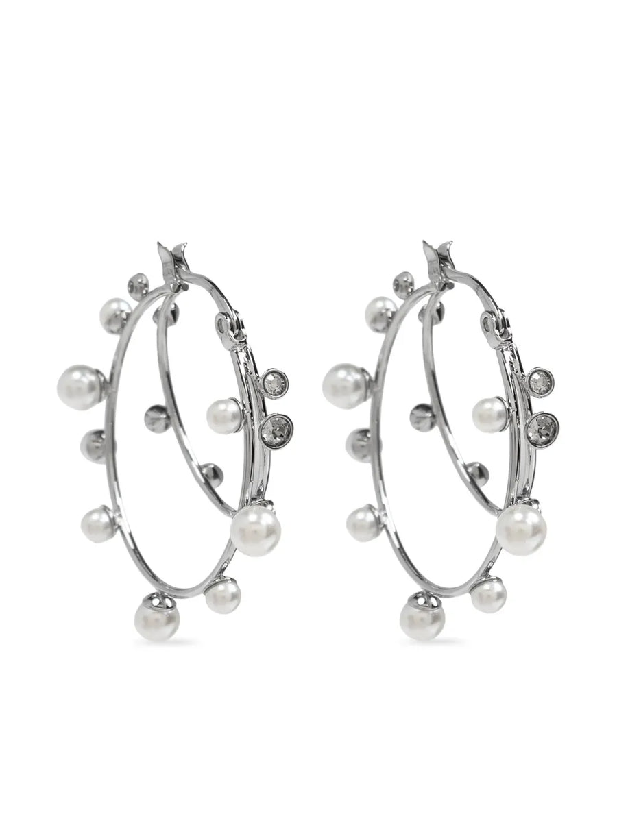 pearl-embellished hoop earrings