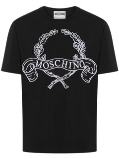 Moschino Laurel-print jersey T-Shirt Black