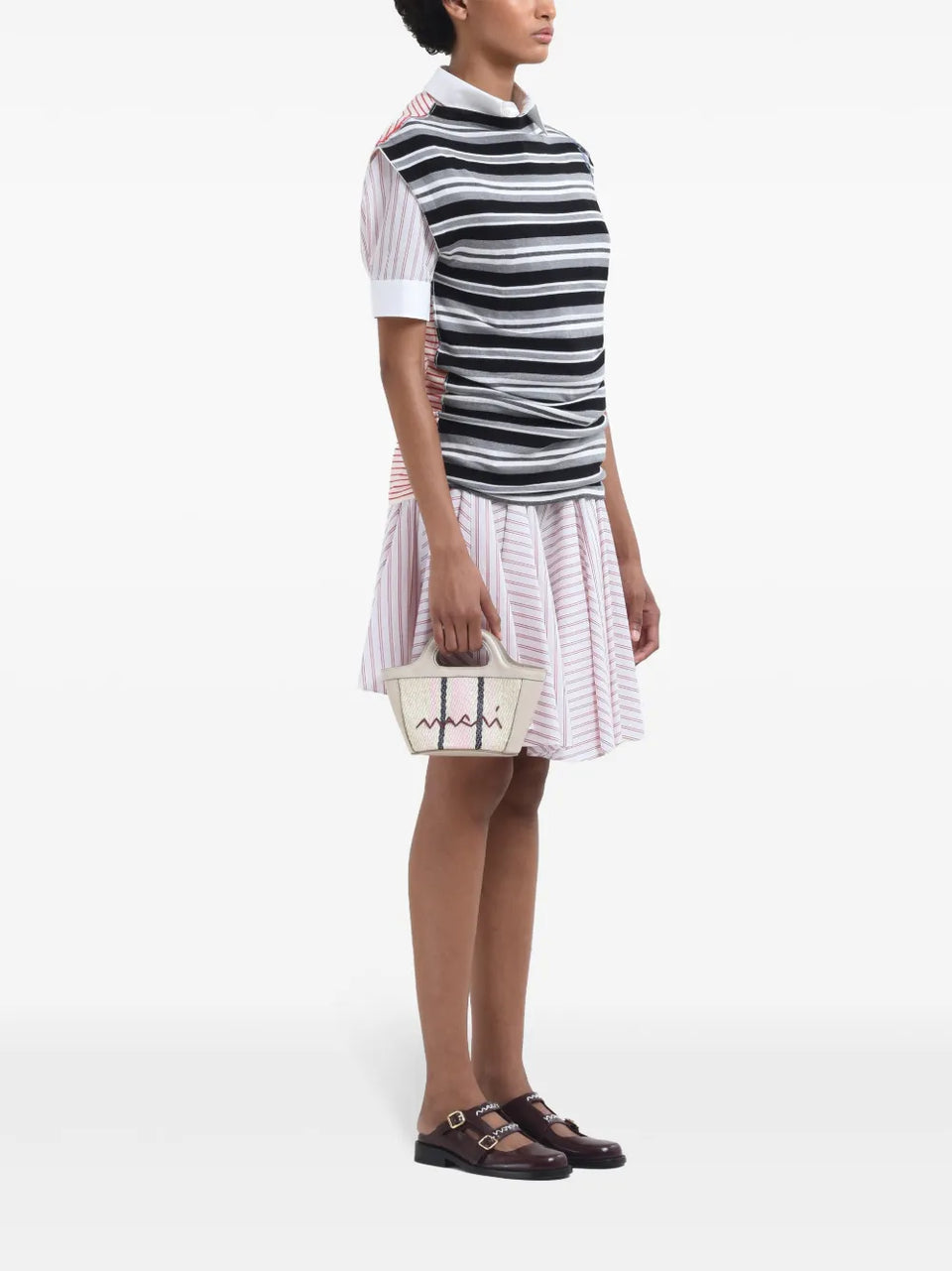 striped mini skirt