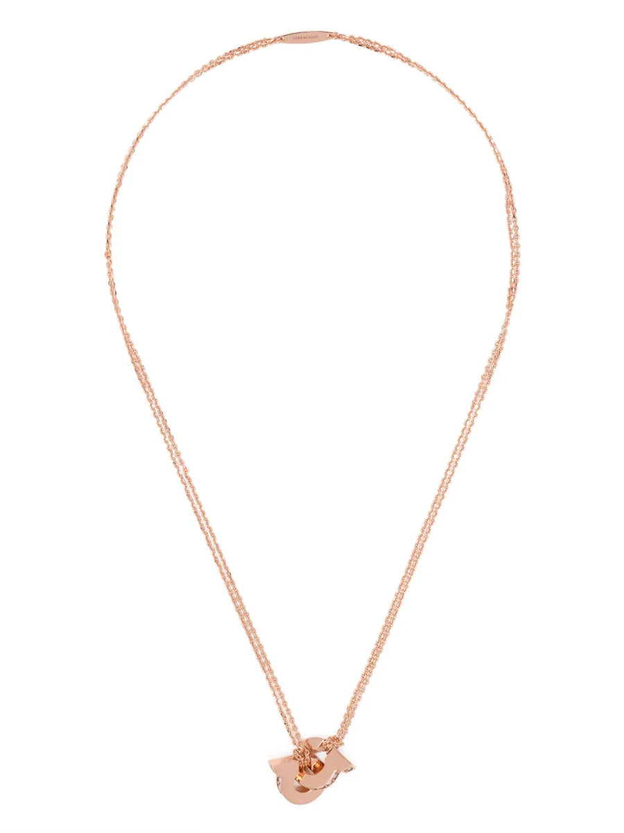 Double Gancini pendant necklace