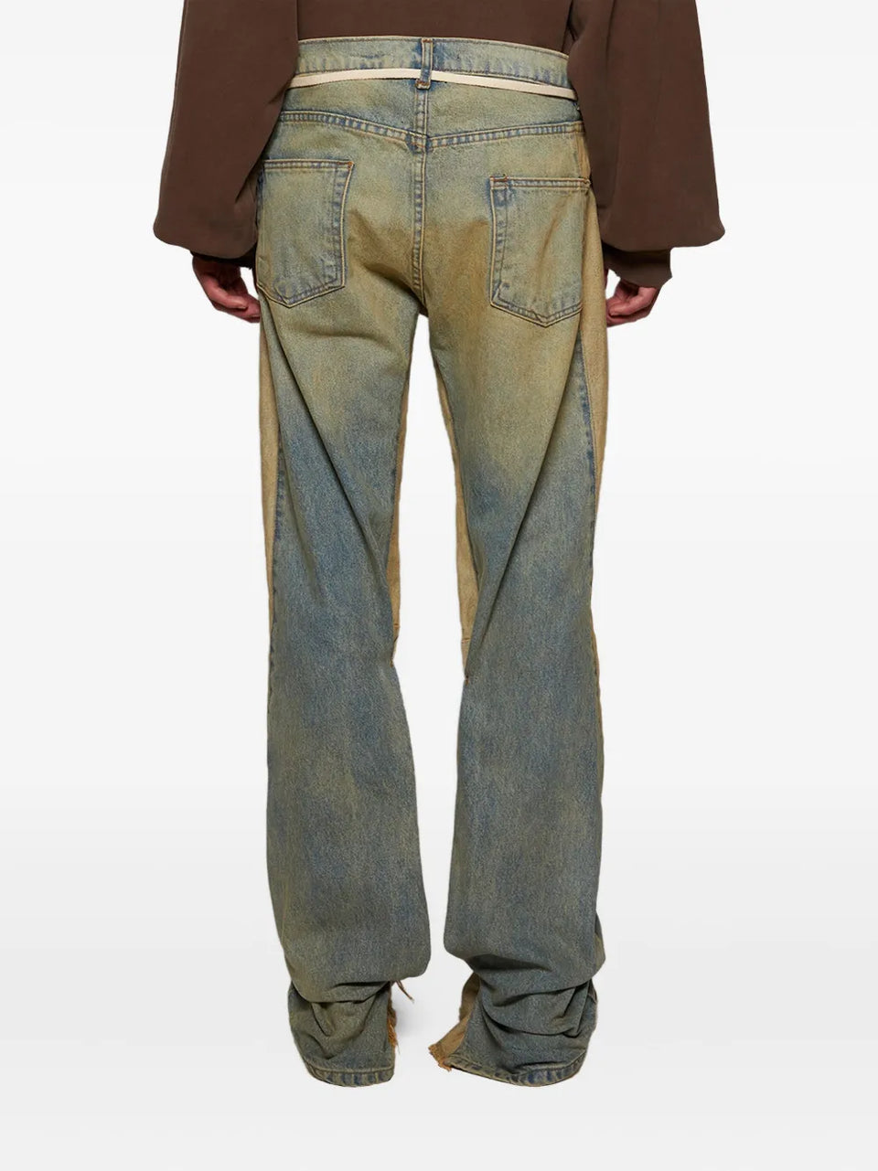 distressed drawstring jeans