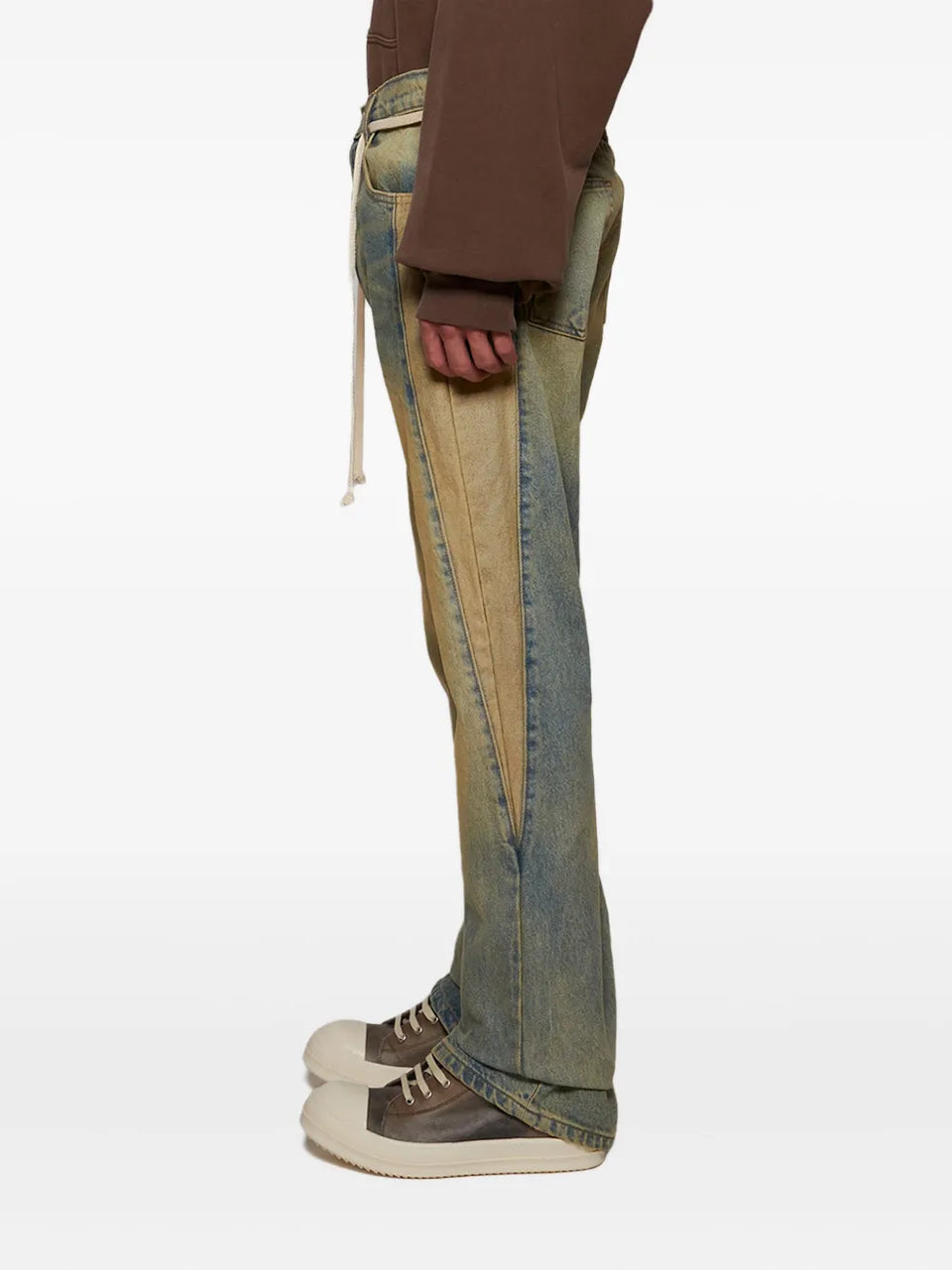 distressed drawstring jeans