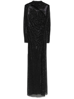 rhinestone mesh maxi dress