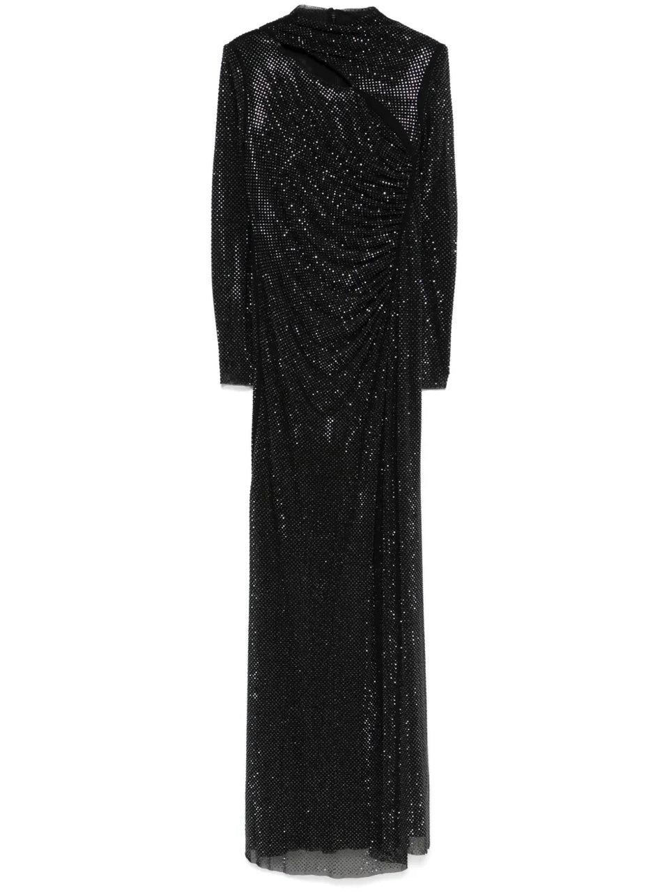 rhinestone mesh maxi dress