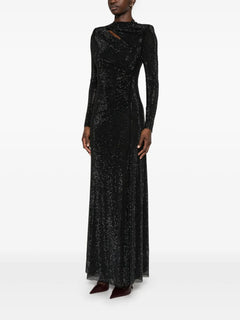 rhinestone mesh maxi dress