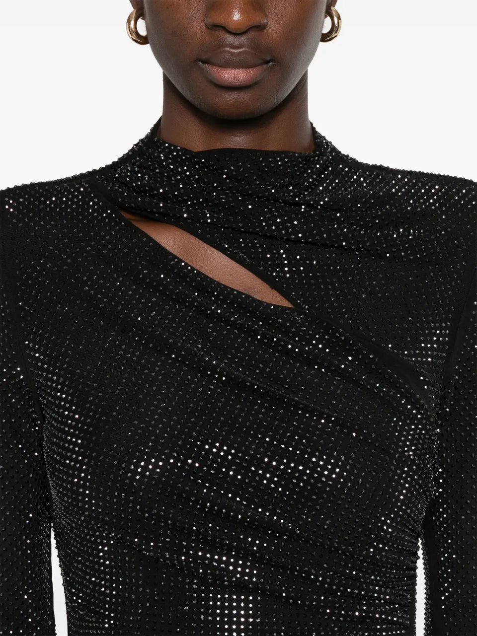 rhinestone mesh maxi dress