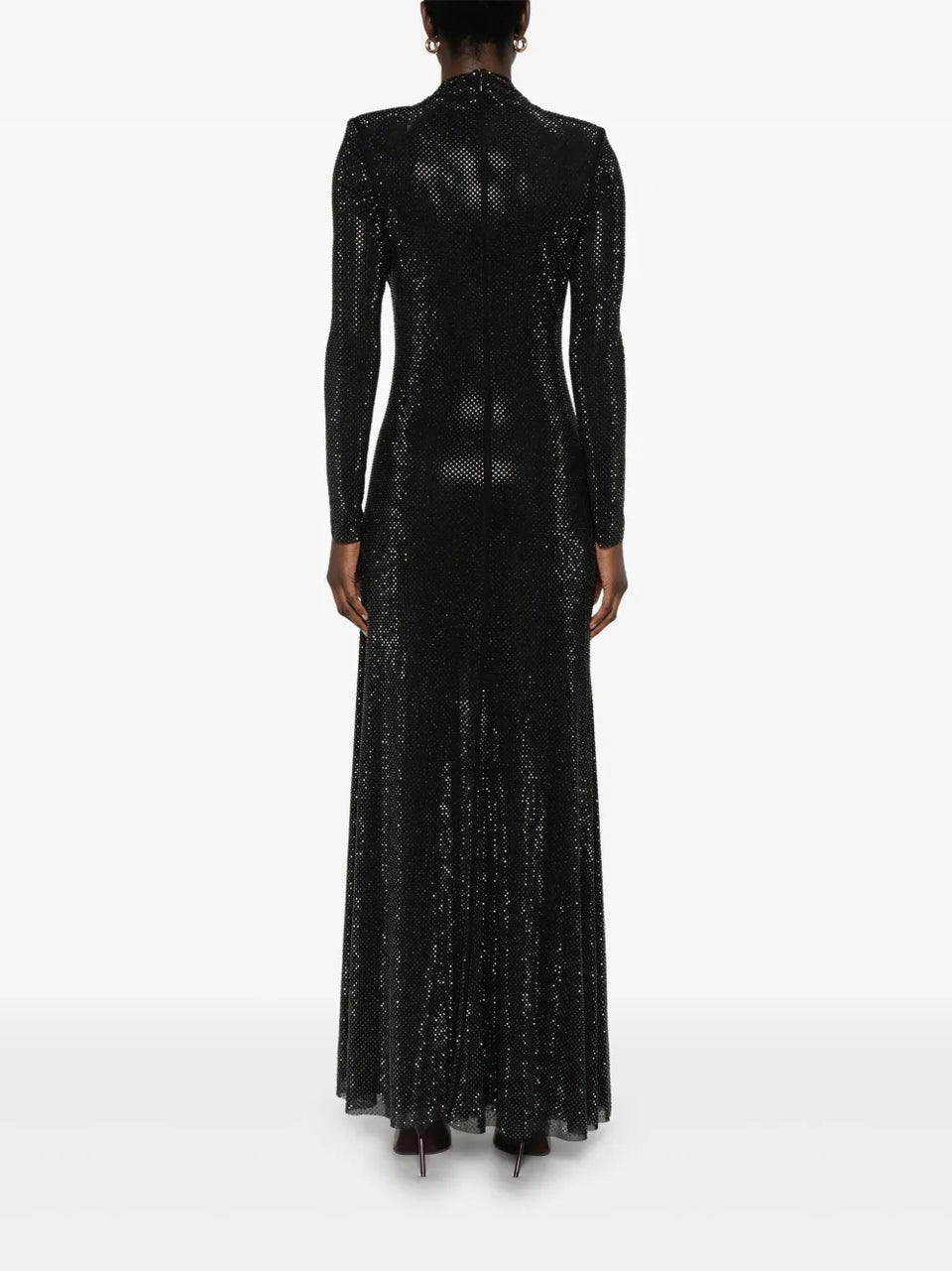 rhinestone mesh maxi dress