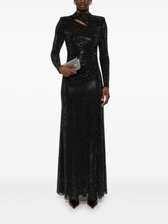 rhinestone mesh maxi dress