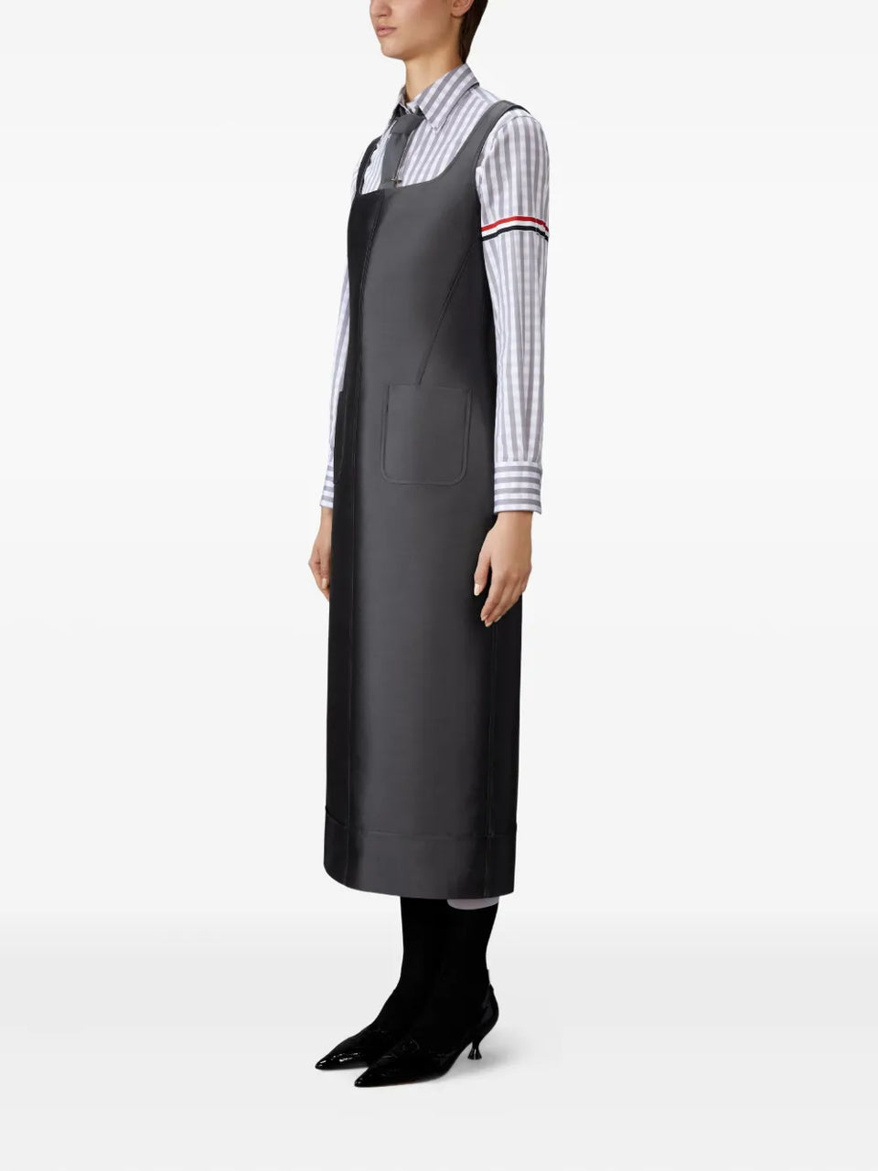 square-neck patch-pocket dress