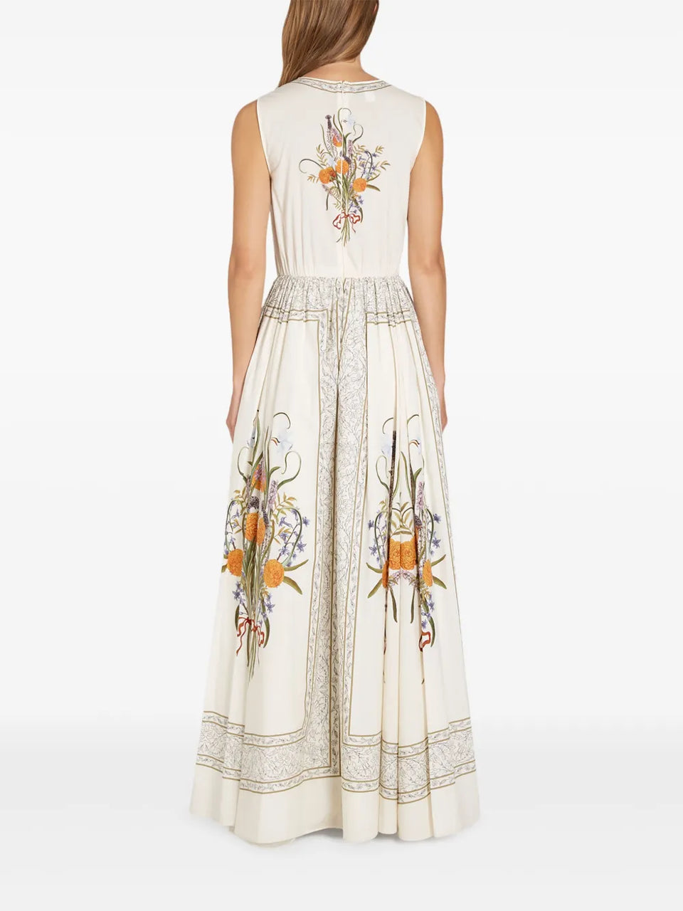 Marigold Bouquets-print poplin dress