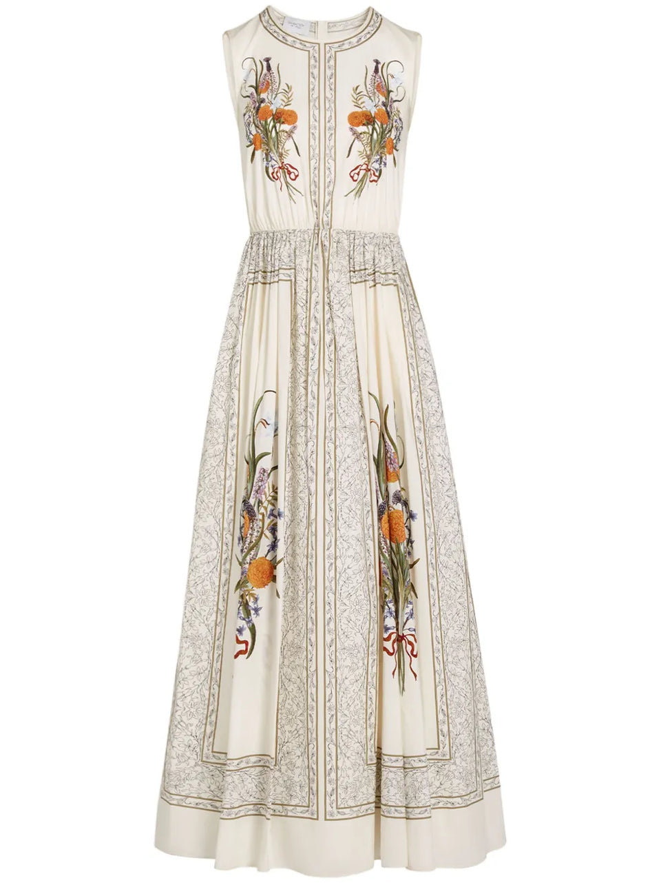 Marigold Bouquets-print poplin dress