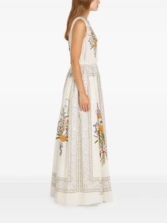 Marigold Bouquets-print poplin dress