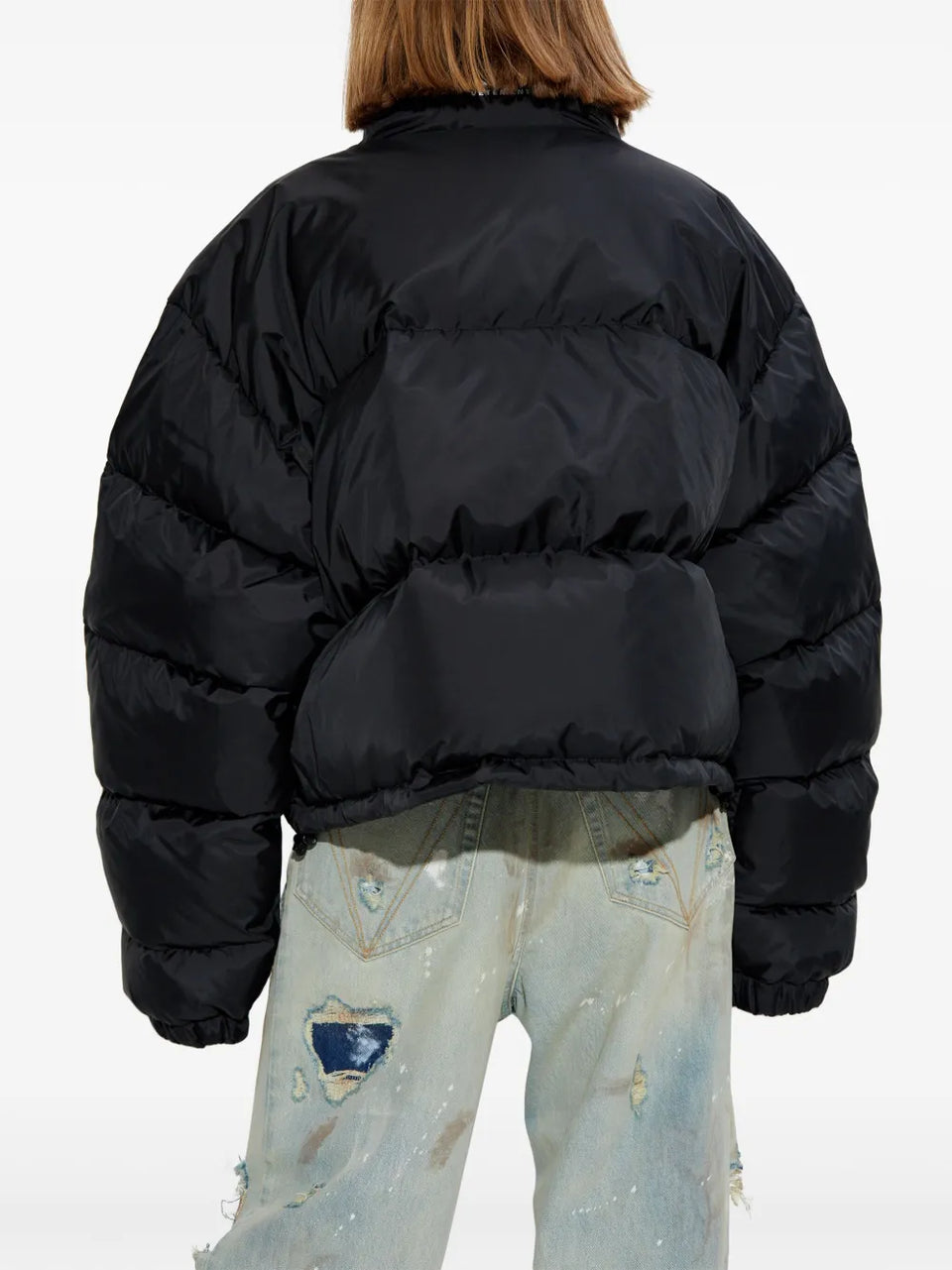 logo-embroidered puffer jacket